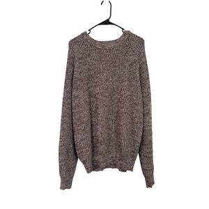 Oakton Limited Mens XL Burgundy Marled Knit Crewneck Raglan Sweater Pullover